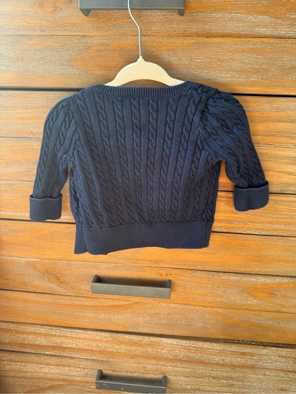 Ralph Lauren Navy Cable Knit Baby Cardigan Navy